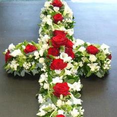 Classic Funeral Cross with Roses