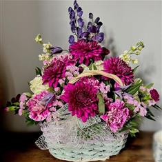 Pink Blooms Basket Arrangement
