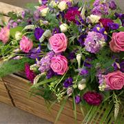 Pink Rose &amp; Purples Casket Spray